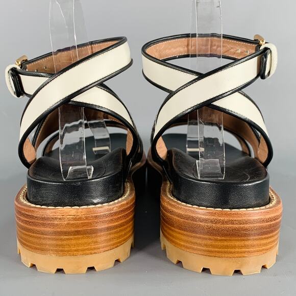 MARNI Size 8 Black Multi Color Leather Mixed Patterns Calf Hair Sandals - Picture 3 of 8